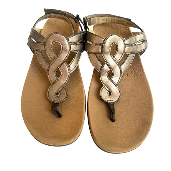 Rockport Women’s Ramona Sandals Sz 8.5M Metallic Gray T-Strap Comfort - Picture 2 of 8